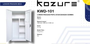 Lemari Pakaian Besi Pintu Ayun Dengan Kaca KWD-101