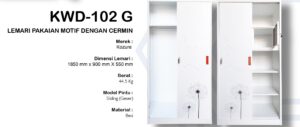 Lemari Pakaian Motif Dengan Cermin KWD-102G
